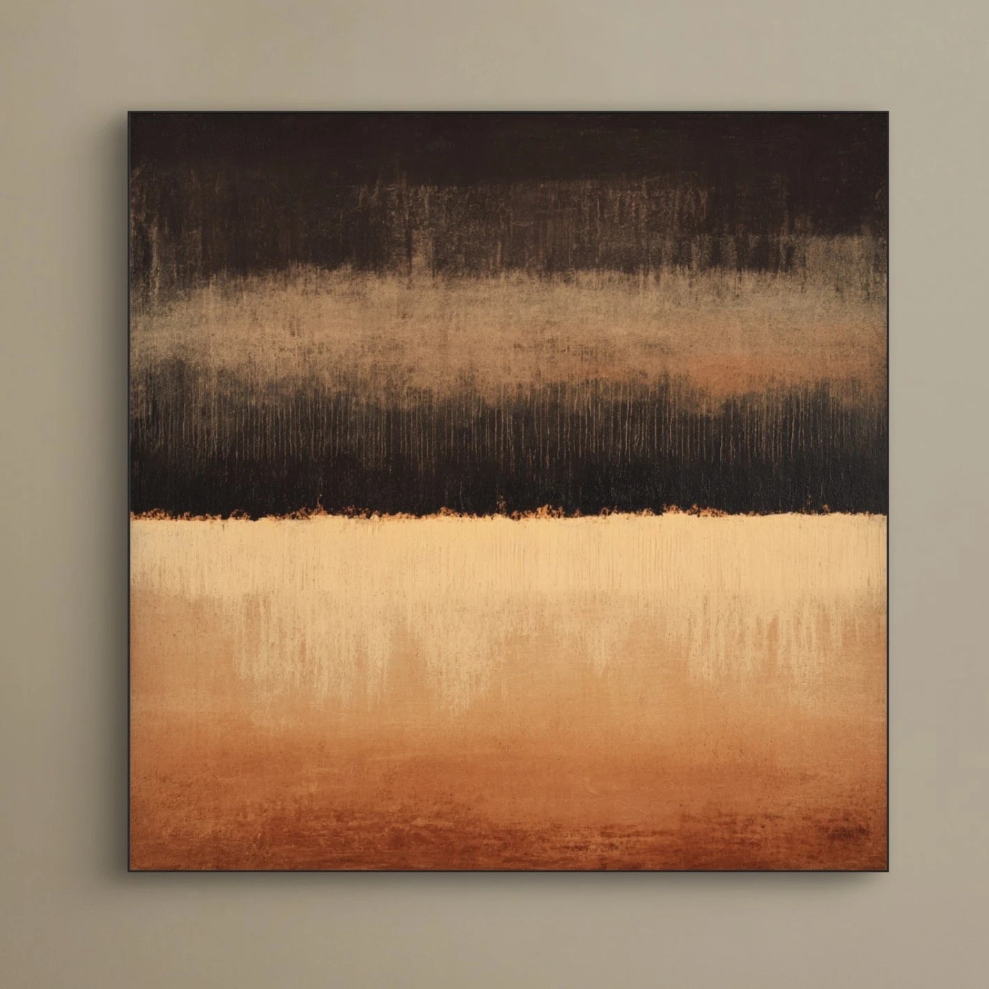 Detail van kleurverloop in bruin, oker en goud uit het kunstwerk Verstilde Horizon
