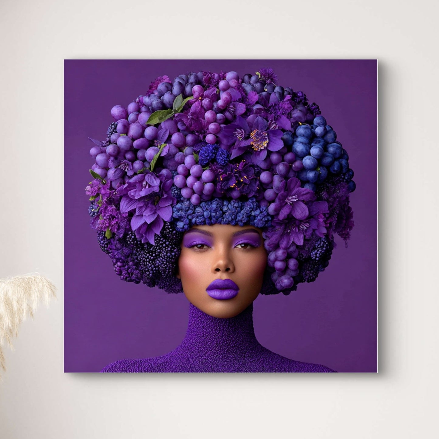 Detail van Violetta wandkunst met levendige paarse tinten en verfijnde structuur
