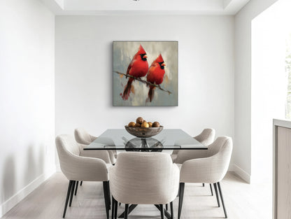 Mock-up van Vlam van Twee boven een eettafel in een moderne lichte eetkamer  
