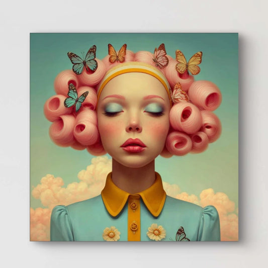 Detail van Vlinderlicht wandkunst met vlinders en zachte penseelstructuren
