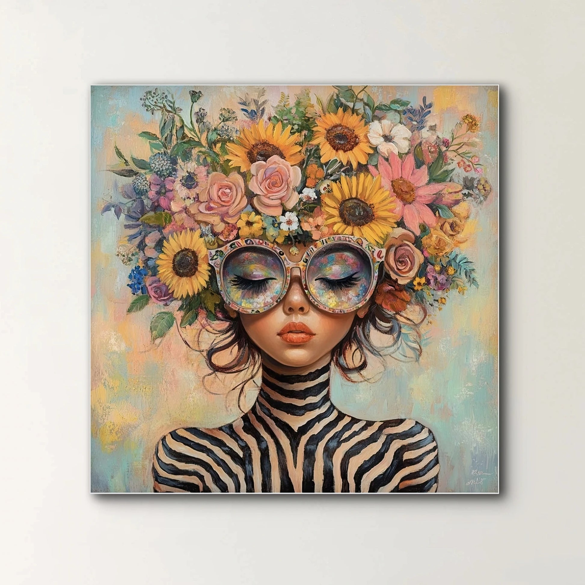 Detail van Zebrabloesem met kleurrijke bloemenkroon en glinsterende bril
