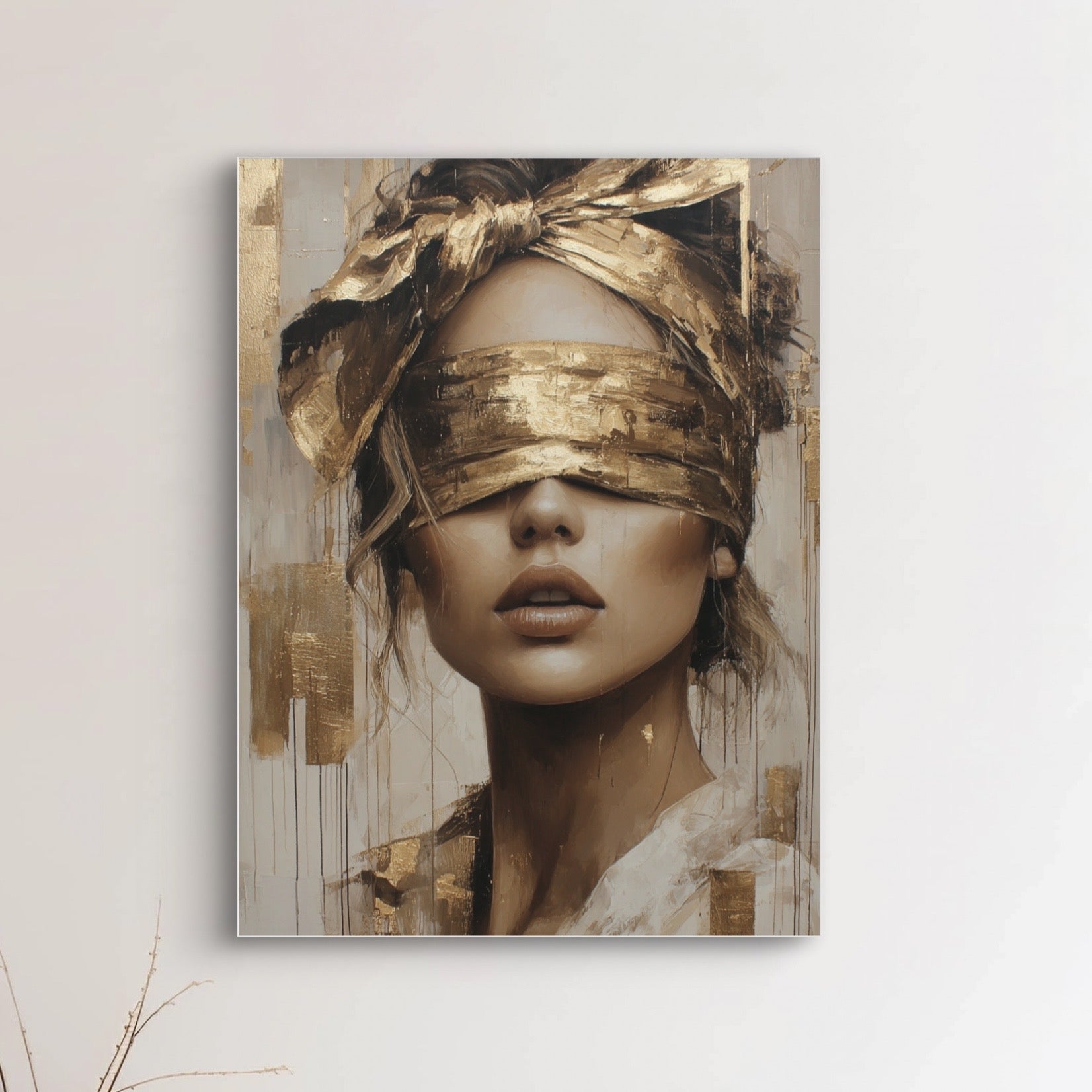 Detail van Zonhuid wandkunst met zachte penseelstructuren en warme glans
