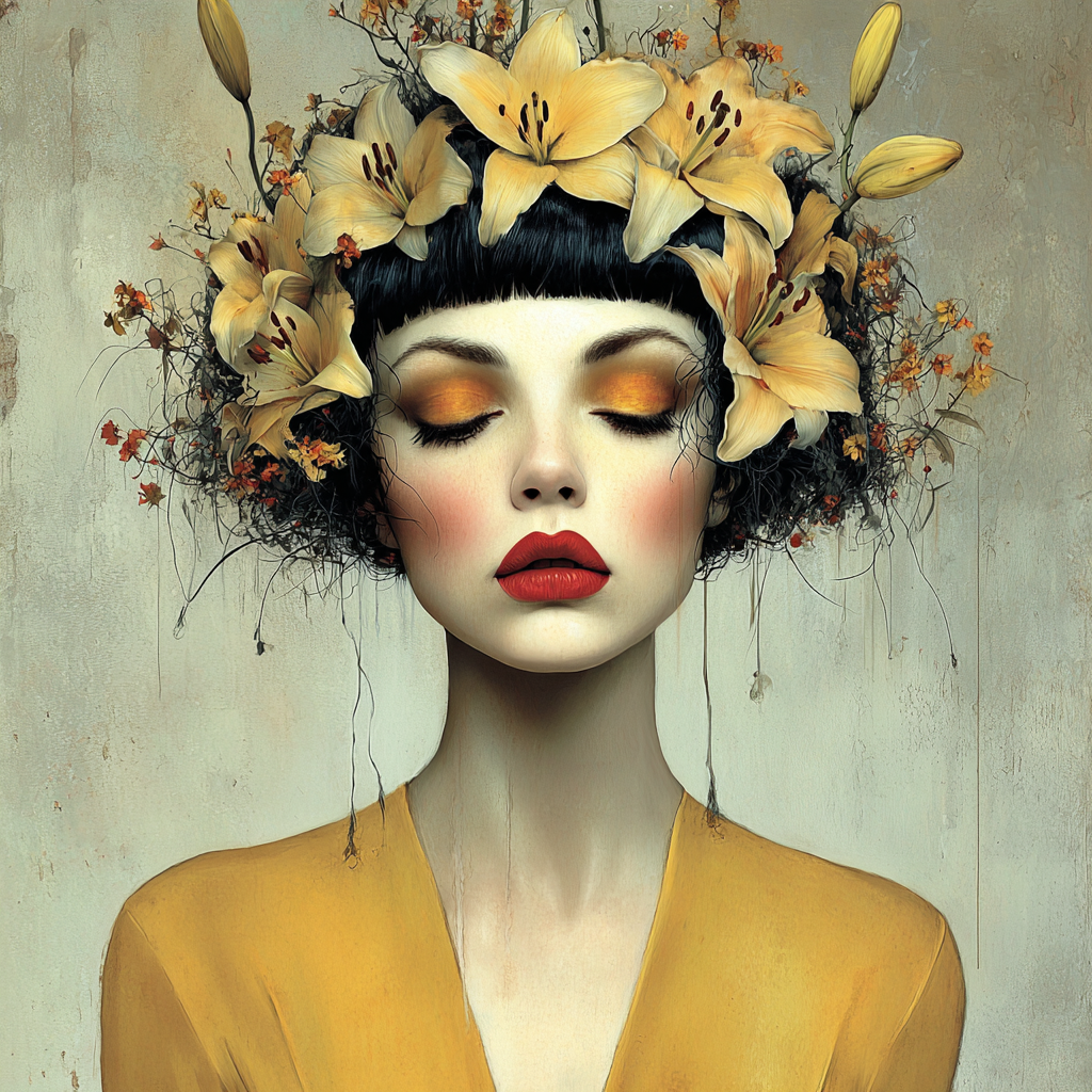 Volledige weergave van Zonvlam, abstract kunstwerk met warme uitstraling en rustige balans

